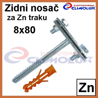 Zidni nosač za pocinčanu traku 8x 80 s tiplom